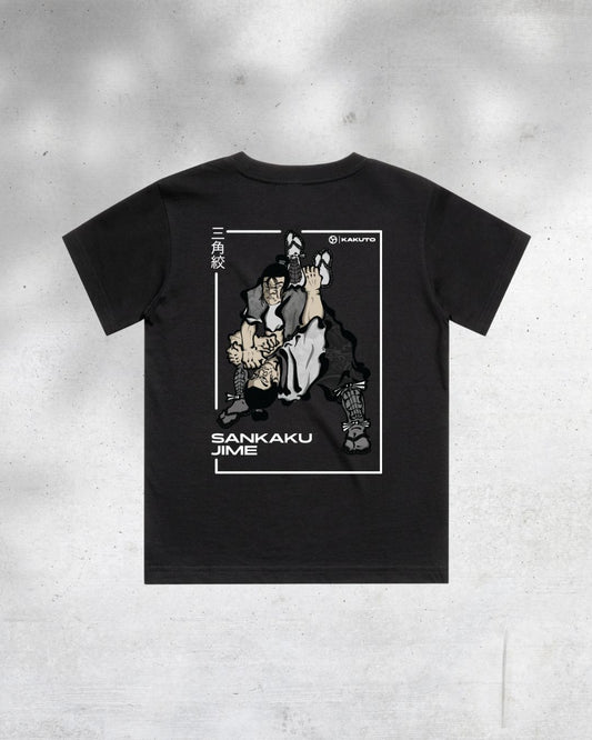 sankaku jime, bjj triangle submission artwork on kids hoodie. Bjj merch for kids